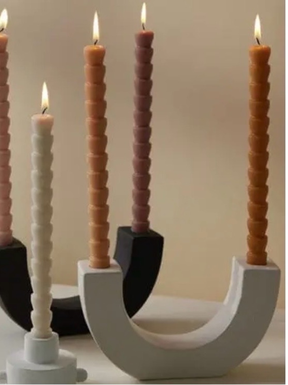 paddywax ceramic abstract organic White U Taper candle Holder
